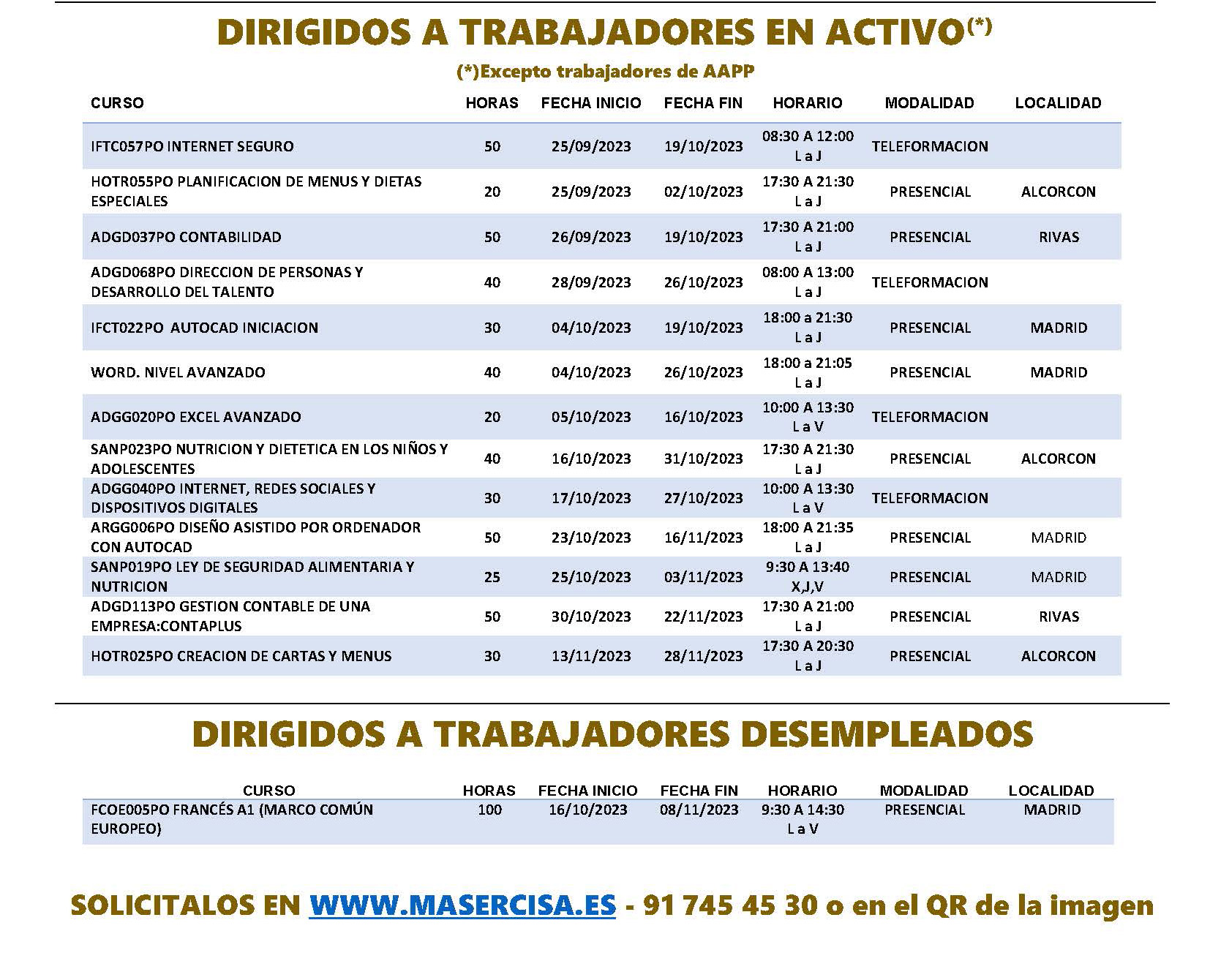 ugt fesmc listado Cursos otoño masercisa